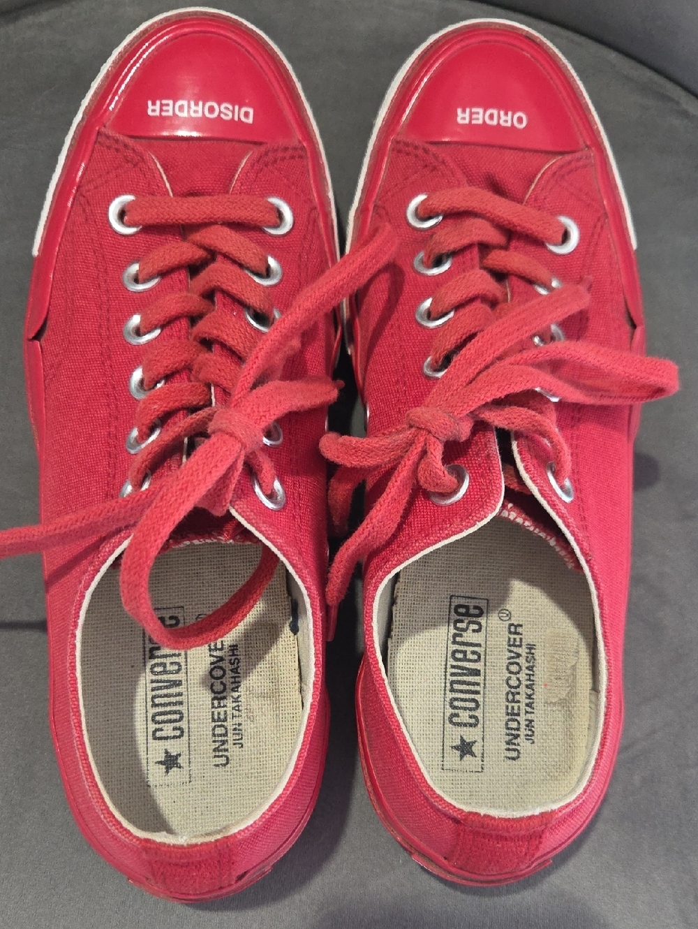 Undercover Red Canvas Low-Top Sneakers